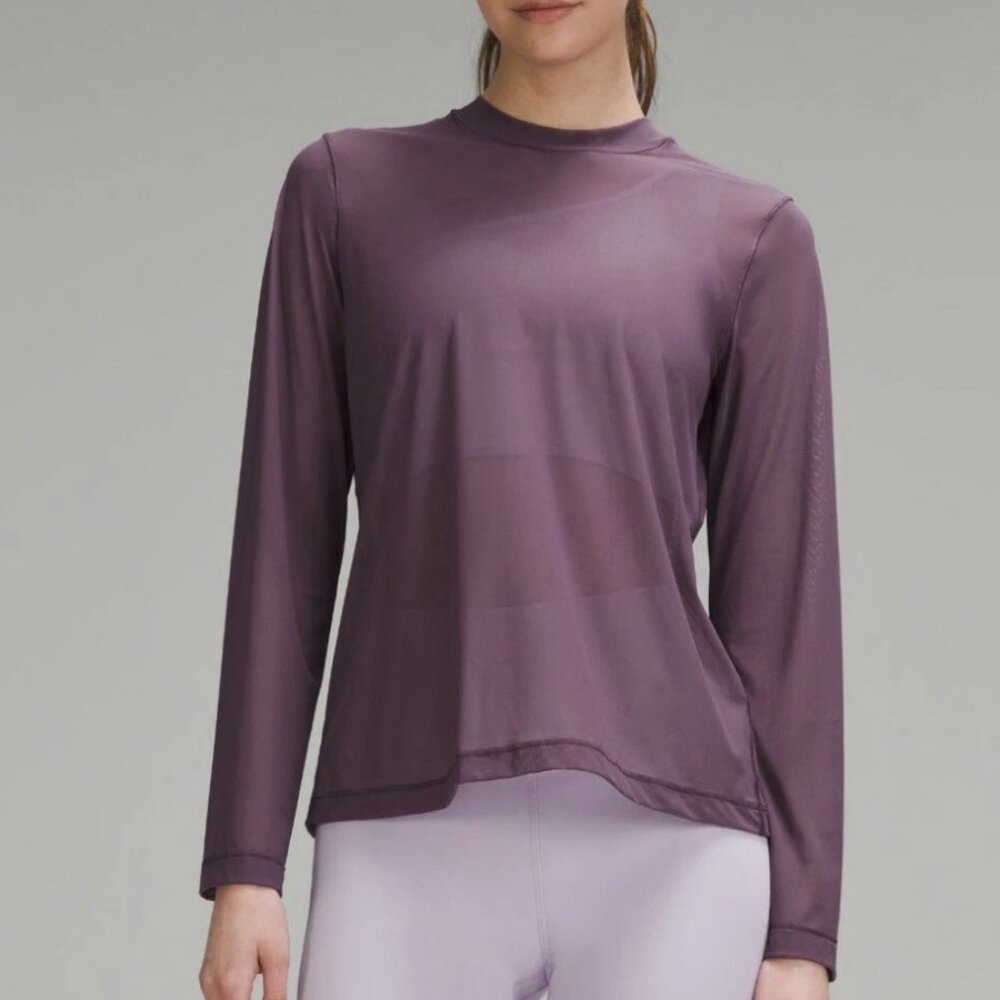 Lululemon Keyhole Mesh Long-Sleeve Shirt in Grape Thistle size 6